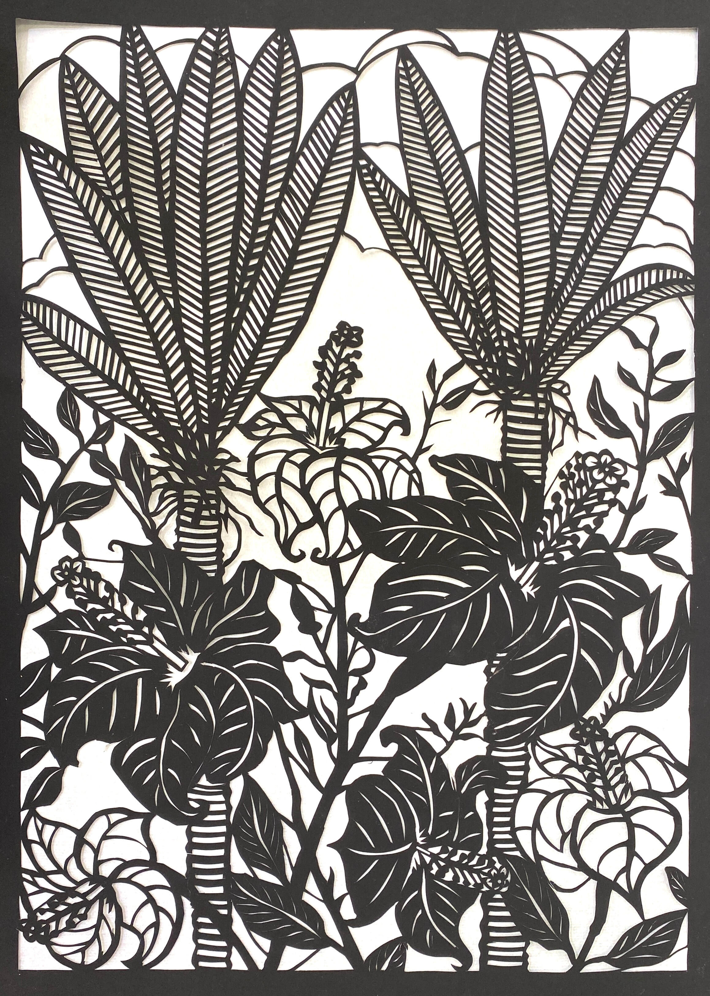 Norfolk Palm and native hibiscus