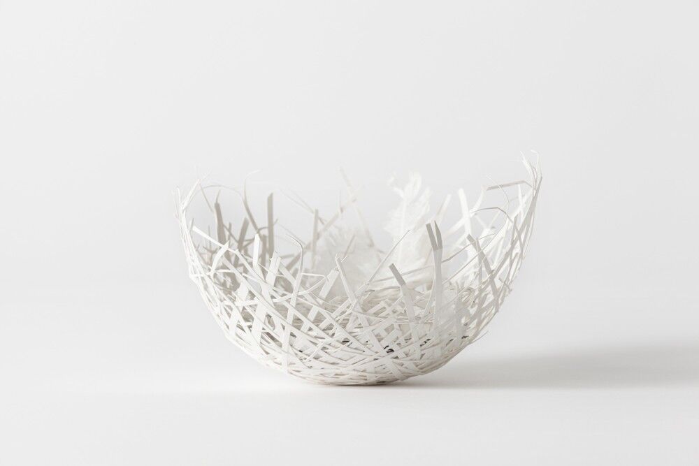 Nest Egg Bowl with Feathers
